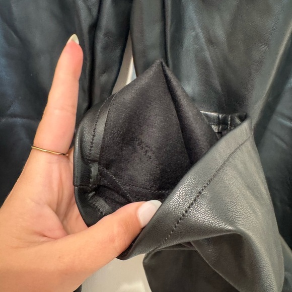 L1. MOTHER Rider Ankle Faux-Leather Black Fleece Lined Pants - Picture 7 of 11